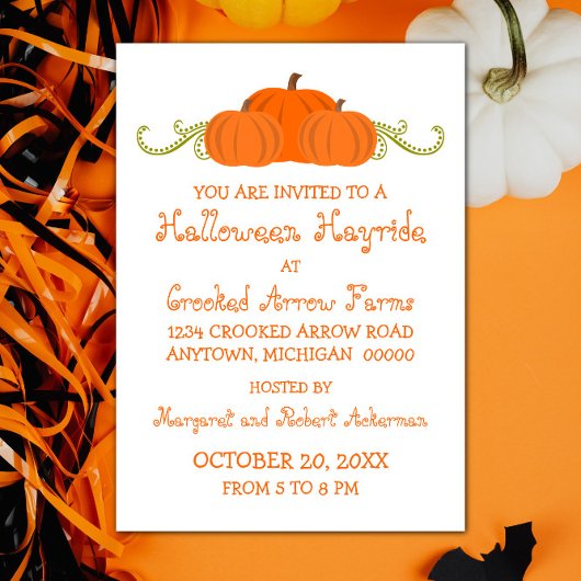 Pumpkin Swirls Halloween Party Invitation Kaart
