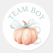Pumpkin Team Boy Gender Reveal Ronde Sticker (Voorkant)