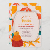 Pumpkin thema eerste verjaardag Uitnodiging (Voorkant / Achterkant)