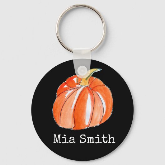 Pumpkin-thema voor zwarte en oranje Halloween Sleutelhanger (Voorkant)