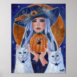 Pumpkin time Halloween heks van Renee Lavoie Poster