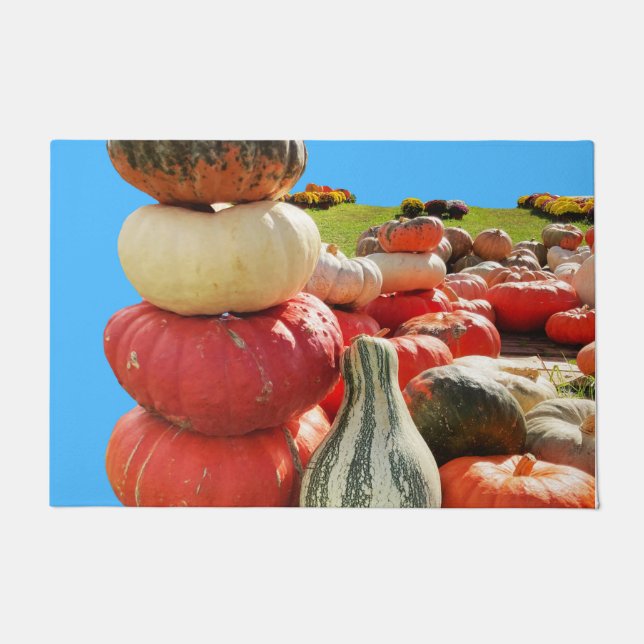 Pumpkin Totem Stack en Mums Deurmat (Voorkant)