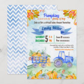 Pumpkin-tractor - Virtuele Baby shower Kaart (Voorkant / Achterkant)