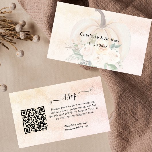 Pumpkin trouwreactie website QR code RSVP Informatiekaartje