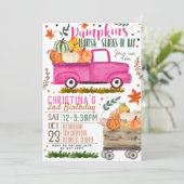 Pumpkin Truck Birthday Uitnodiging (Staand voorkant)