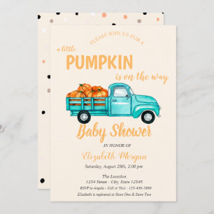 Pumpkin Truck, Stippen Baby shower Kaart
