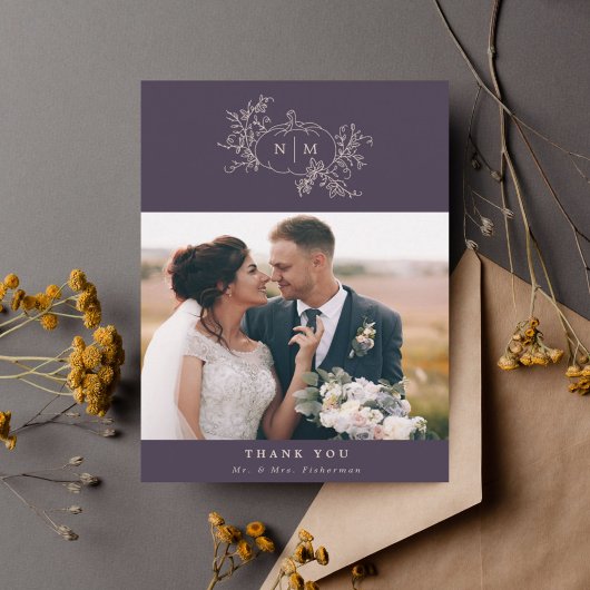 Pumpkin Vines Monogram Weddenschap Bedankt kaarten