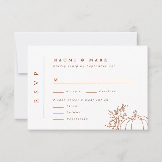 Pumpkin Vines Monogram Wedding RSVP Kaart (Voorkant)