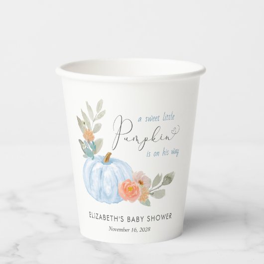 Pumpkin Waterverf Baby Boy Shower Papieren Bekers (Voorkant)