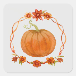 Pumpkin waterverf Herfst herfst Vierkante Sticker