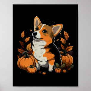Pumpkin Welsh Corgi kostuum op Welsh Corgi Hallowe Poster