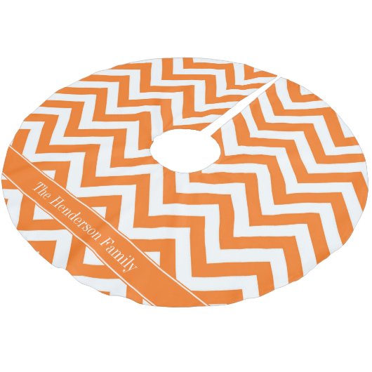 Pumpkin White Chevron, pompoennaam Monogram Kerstboom Rok (Gekanteld)