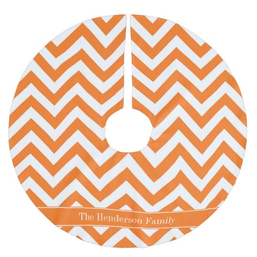 Pumpkin White Chevron, pompoennaam Monogram Kerstboom Rok (Voorkant)