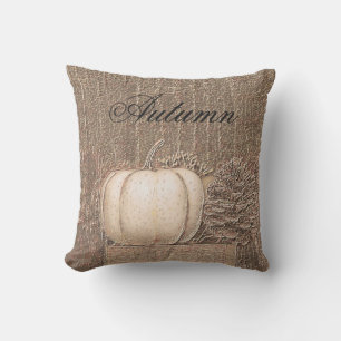 Pumpkin White Gold Metallic Elegant Herfst Land Buitenkussen