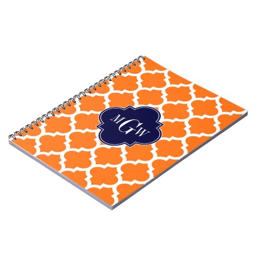 Pumpkin White Moroccan #5 Navy 3 Initiaal monogram Notitieboek (Linkerzijde)