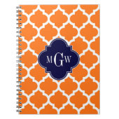 Pumpkin White Moroccan #5 Navy 3 Initiaal monogram Notitieboek (Voorkant)