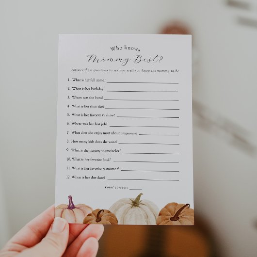 Pumpkin Wie kent Mama Game Kaart