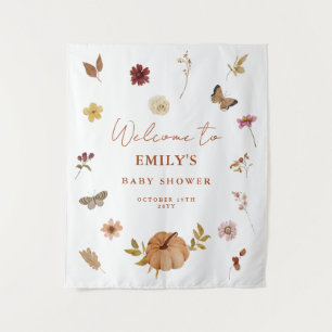 Pumpkin Wildflower Baby shower Welkom Achtergrond Wandkleed