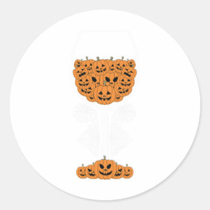 Pumpkin Wine Gl Spider Webkostuum Easy Halloween Ronde Sticker