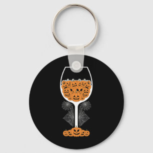 Pumpkin Wine Gl Spider Webkostuum Easy Halloween Sleutelhanger