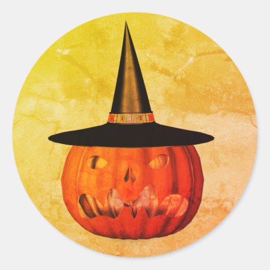 Pumpkin Witch Pet Halloween Funny Ronde Sticker (Voorkant)