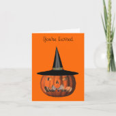 Pumpkin Witch Pet Halloween Uitnodiging (Voorkant)