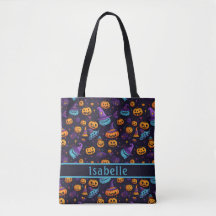 Pumpkin Witch Pet Navy Canvas tas