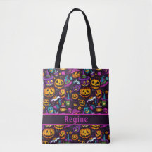Pumpkin Witch Pet Zwarte Canvas tas