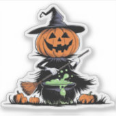 Pumpkin Witch Sticker (Voorkant)