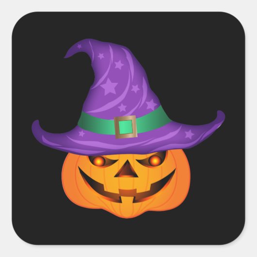 Pumpkin Witch Vierkante Sticker (Voorkant)