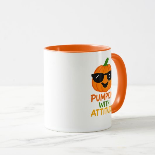 Pumpkin With Attitude Funny Halloween Coffee Mug (Devant droit)