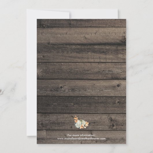 Pumpkin & Wood Weddenschap Uitnodiging Alle kleure (Achterkant)