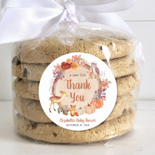 Pumpkin Woodland Animals Baby shower Dank u Ronde Sticker