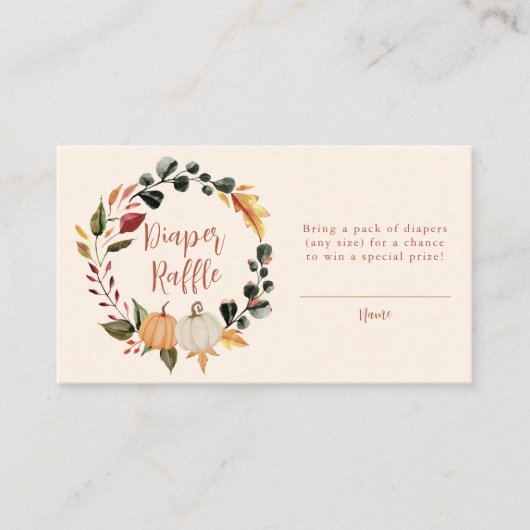 Pumpkin Wreath Baby Shower Diaper Raffle Informatiekaartje (Voorkant)