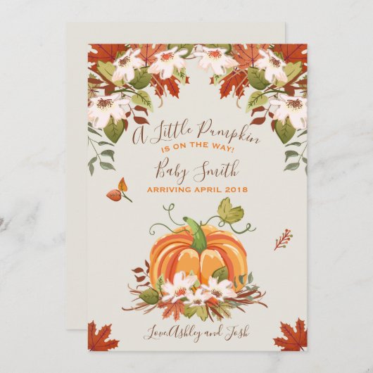 Pumpkin Zwangerschapsaankondiging Herfst Herfst Ba Aankondiging (Voorkant / Achterkant)