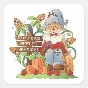 Pumpkins Apples Hayrides Vierkante Sticker