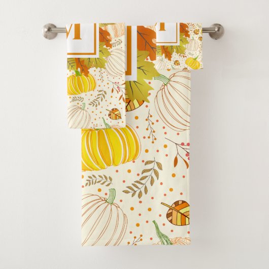 Pumpkins Autumn Fall Harvest Pattern Bad Handdoek (Insitu)