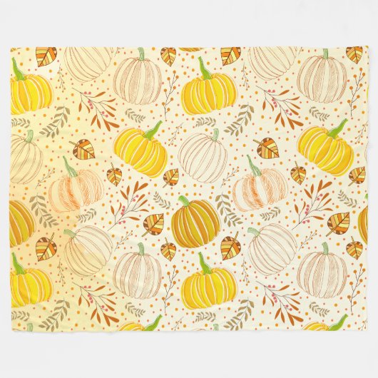 Pumpkins Autumn Fall Harvest Pattern Fleece Deken (Voorkant (Horizontaal))