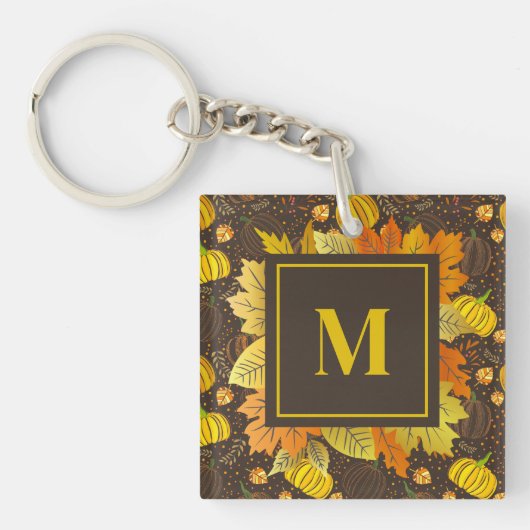 Pumpkins Autumn Fall Harvest Pattern Sleutelhanger (Voorkant)