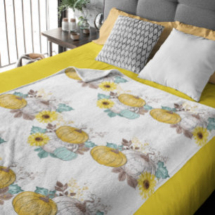 Pumpkins Autumn Waterverf Thanksgiving Halloween Fleece Deken