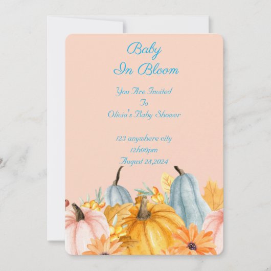 Pumpkins baby shower invitation kaart (Voorkant)