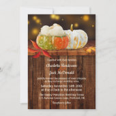 Pumpkins Fall Leaves Rustic Wedding Invitation Kaart (Voorkant)