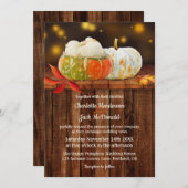 Pumpkins Fall Leaves Rustic Wedding Invitation Kaart (Voorkant / Achterkant)