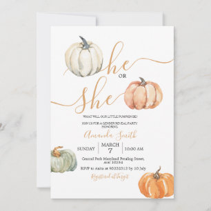 Pumpkins hij of zij minimalistische gender reveal kaart