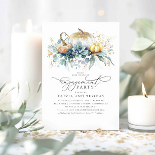 Pumpkins Succulents Greenery Herfst Engagement Par Kaart