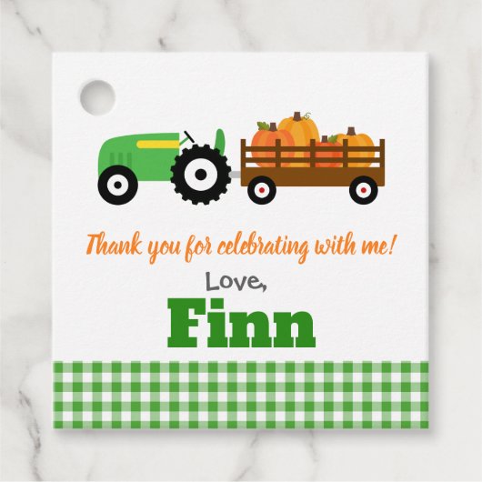 Pumpkins Truck Pumpkin Patch - Green Tractor Bedankjes Labels (Voorkant)