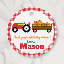 Pumpkins Truck Pumpkin Patch - Red Tractor Round Bedankjes Labels