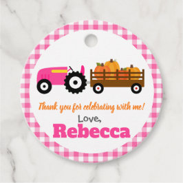 Pumpkins Truck Pumpkin Patch - Roze Tractor Round Bedankjes Labels