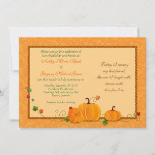 Pumpkins Wedding Invitation for Fall Wedding Kaart