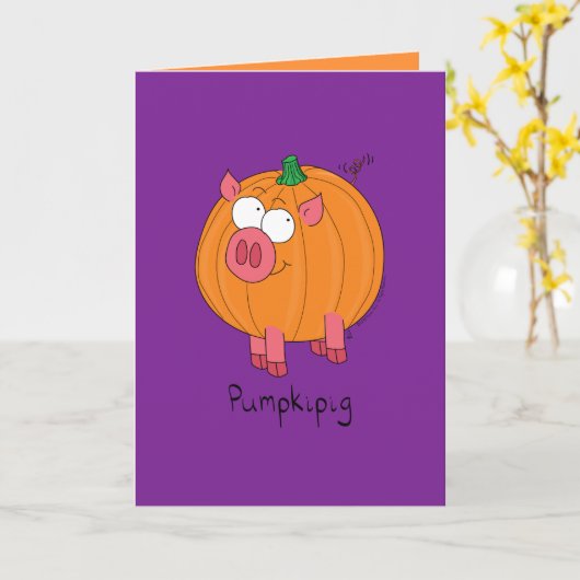 Pumpkipig - Grappig Halloween Pig Wenskaart Kaart (Gele Bloem)